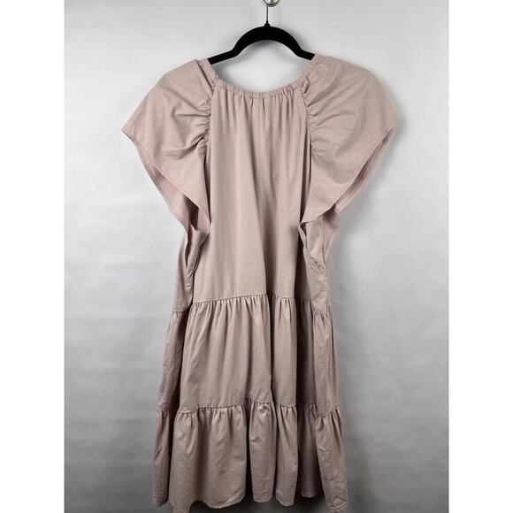 Banana Republic Tiered Midi Dress, Mauve Pink, Cotton Blend XL Petite Feminine - Picture 10 of 11